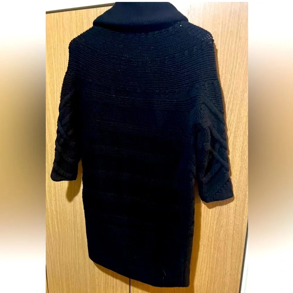 Theory Cardigan Women 2 Cotton Wool Cashmere Blend Black  Scarf Attach - Picture 5 of 15